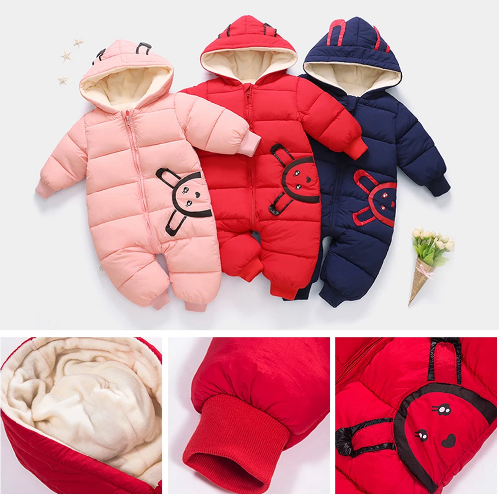 

Spring Winter Jumpsuit Baby Clothes Newborn Snowsuit Snow Wear Coats Boy Warm Romper Down Cotton Girl Clothes Bodysuit 0-18M