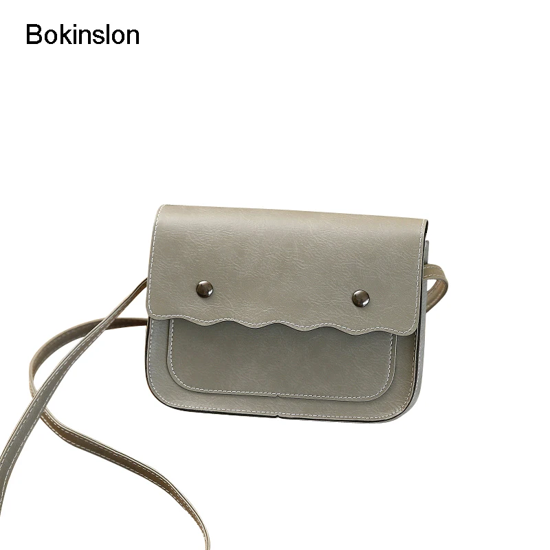

Bokinslon Woman Popular Bags PU Leather Retro Female Small Square Bag Simple Casual Ladies Solid Color Bags