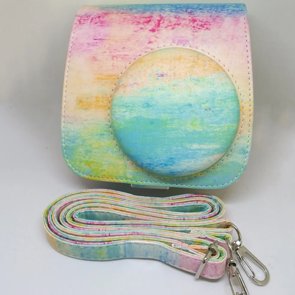 

Artist Oil Paint Rainbow Color PU Leather Shoulder Bag Protector Cover Case Pouch for Fujifilm Instax Mini 9 8 8+ Instant Camera
