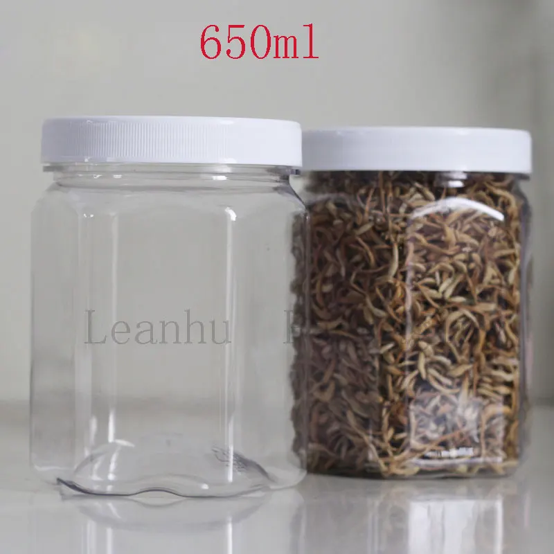 Kitchen Food Sealing Can,650ML Cereals, Nuts, Candy Storage Containers,PET Empty Cosmetic Containers,Clear Plastic Packing Cans