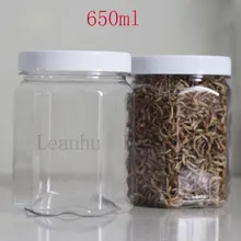 Kitchen Food Sealing Can,650ML Cereals, Nuts, Candy Storage Containers,PET Empty Cosmetic Containers,Clear Plastic Packing Cans