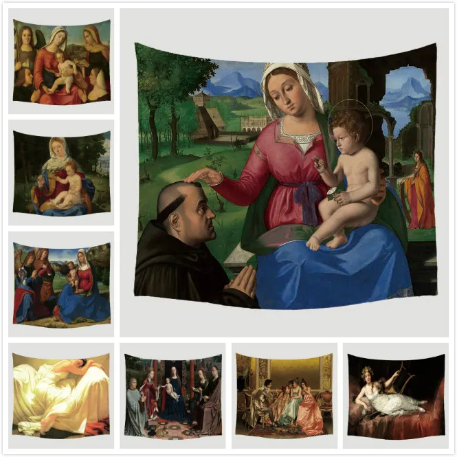 

Europe Portrait Printed Pattern Tapestry Wall Hanging Decoration Furnishing Travel Picnic Beach Shawl Camping Bohemian Blanket