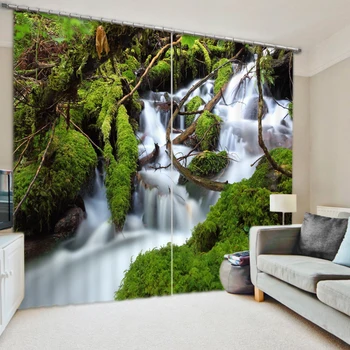 

Waterfall in forest 3D Blackout Curtains Healthy non-pollution Digital Print Customiz Design Tablecloth Shower Curtain Bedding