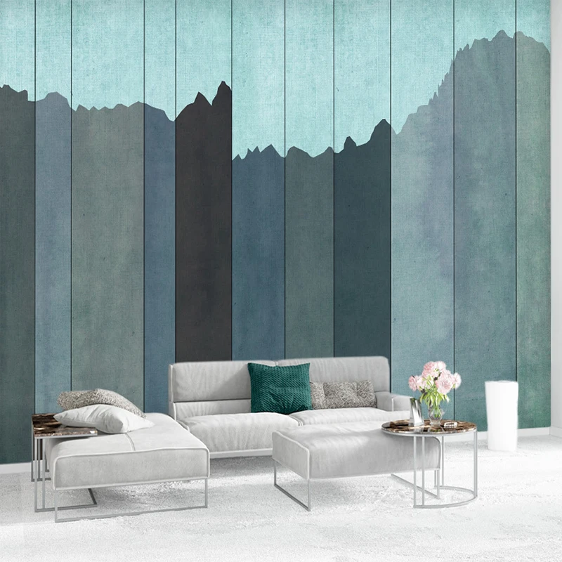 

Custom 3D Wallpaper Blue Striped wood board Living Room TV Mural Home Background Wall Decorative Wall Paper Papel De Parede 3D