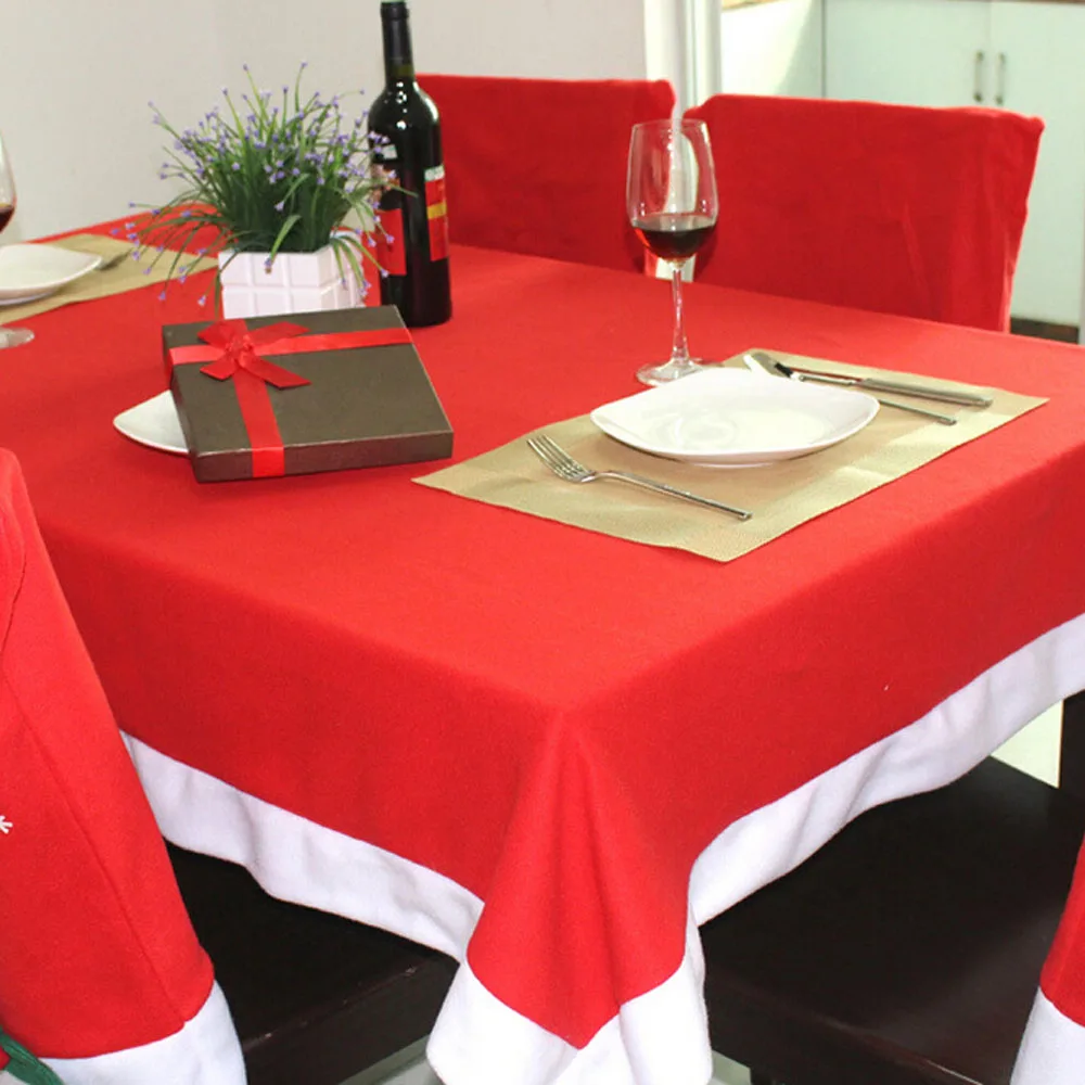 Christmas Red Table Cloth 184 * 128cm Household Festival Dinner Decor