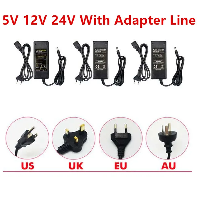 220V AC к DC 5V 12V 24V Питание 1A 2A 3A 5A 6A 8A освещения трансформатор переменного тока, постоянный ток, 5 В, 12 В, 24 В постоянного тока, Питание Зарядное устройство светодиодный драйвер