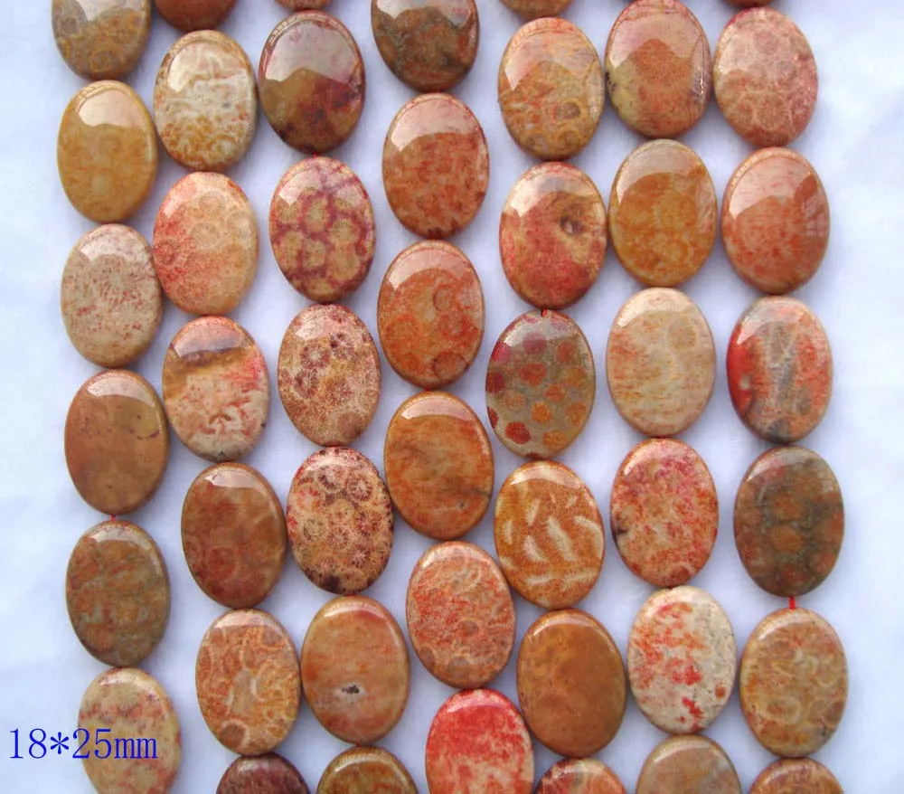 

Natural Coral Stone Flat Oval Shape Loose Beads For Jewelry Making DIY Bracelets Necklace Earrings