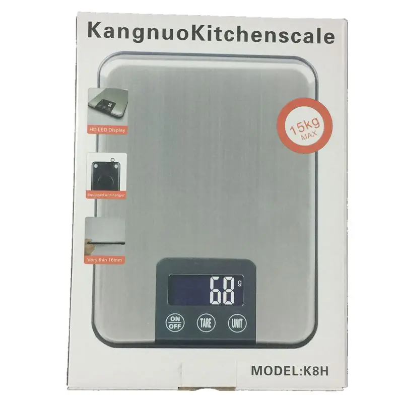 15 кг 1 г большие электронные кухонные весы тонкий ЖК-дисплей из нержавеющей стали цифровые весы для приготовления пищи максимальная емкость 15 кг