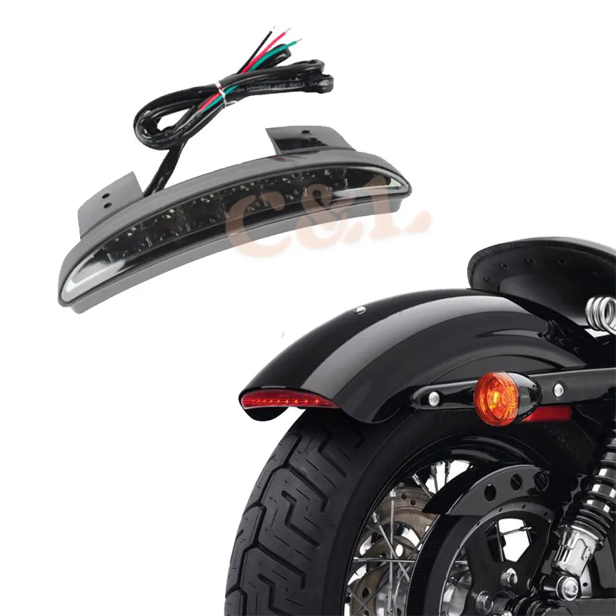 New Motorcycle Smoke Len Rear Fender Edge LED Tail Light For Harley Davidson Iron 883 XL883N