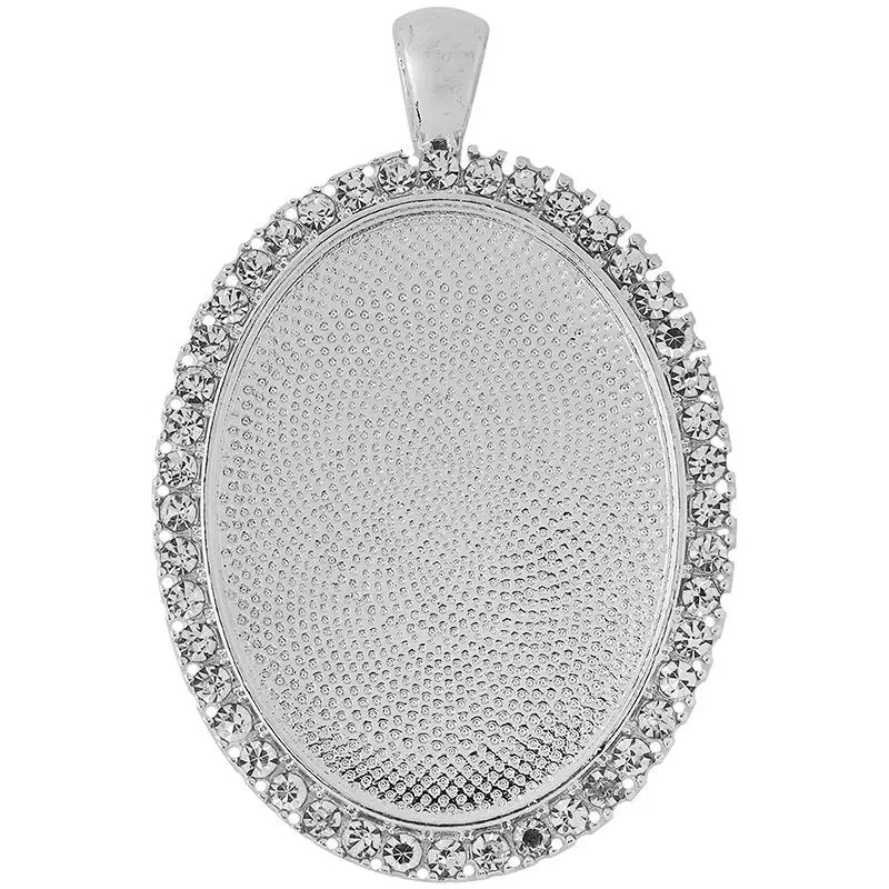 10pcs 30x40mm Oval Pendant Bezel with clear rhinestones around,Pendant