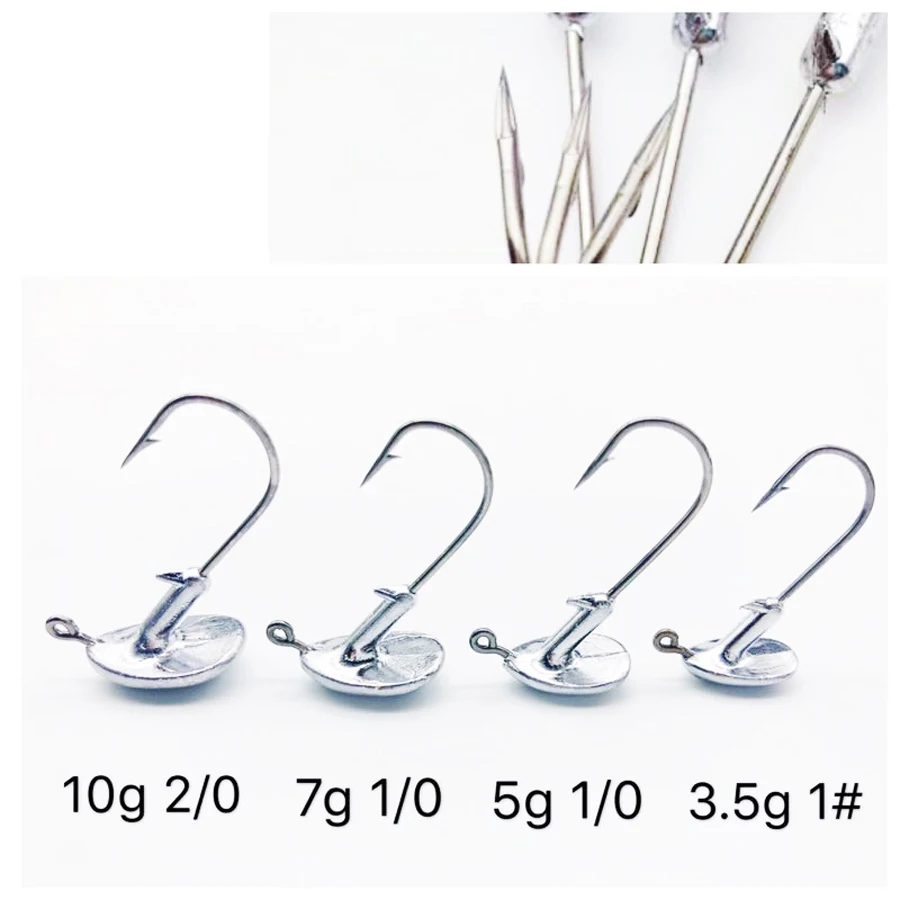 5pcs Tumbler Jump Jig Heads Fishing Hook 3.5g 5g 10g 14g Tumbler Anti-hanging Grass Lead Head Fishing Hooks for Soft Lure Tackle