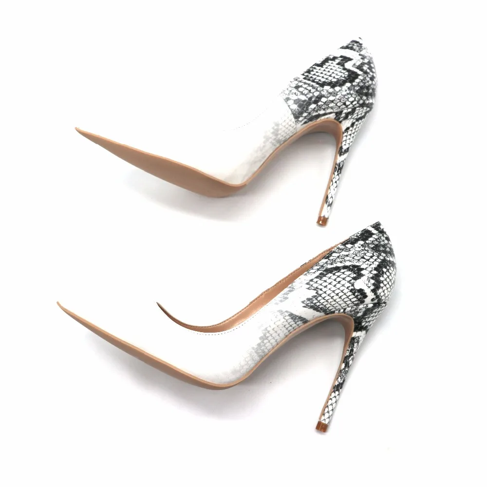 Реальное изображение aoranjimm горячая распродажа серый питон змея изменения Белый с острым носком женские Женские туфли на высоком каблуке Большие размеры