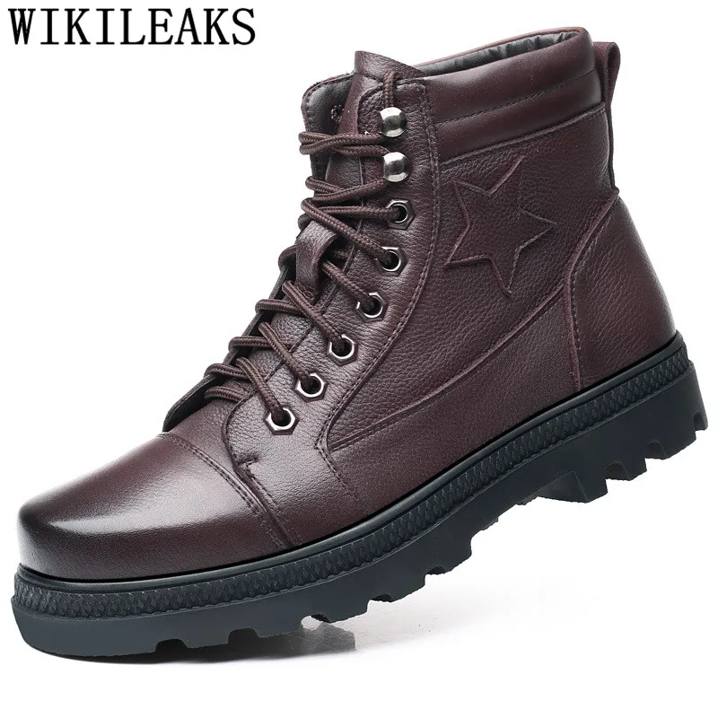 Зимняя обувь; мужские военные ботинки; мужские ботинки; зимние ботинки из натуральной кожи; Мужская обувь; Повседневная Роскошная обувь; zapatos de hombre bona bot erkek - Цвет: Коричневый