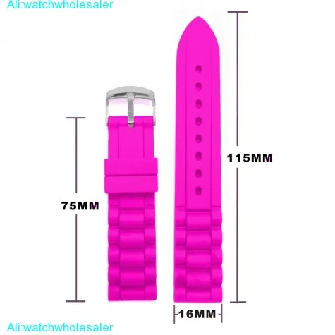 16mm Voilet Red Color Silicone Jelly Rubber Ladies Watch Band Straps WB1002K16JB