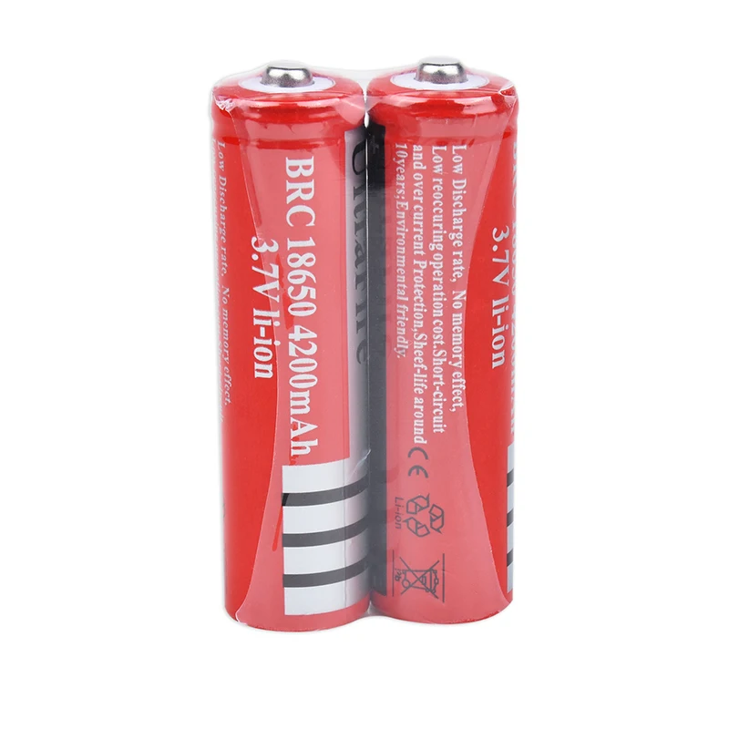Высокая емкость 2 шт 18650 аккумуляторная батарея 4200mAh 4200 mah 3 7 V литий ионная фонарик