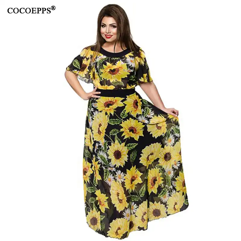 vestido de girassol plus size