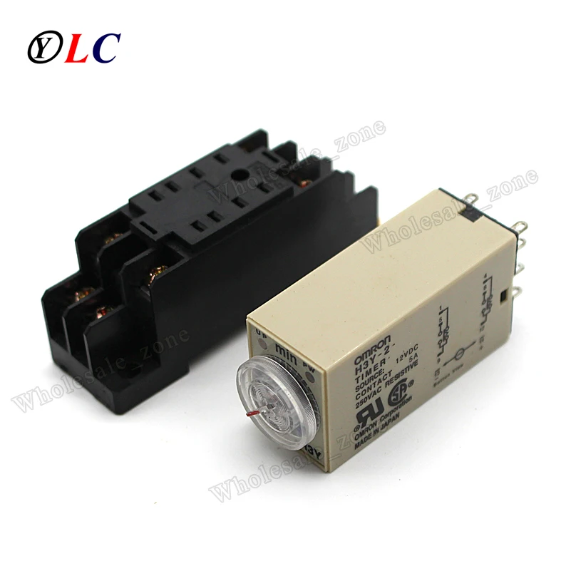 DC 12V 5A 8 Pins DPDT H3Y-2 0-30 Minutes Timer Time Relay Delay with Base 