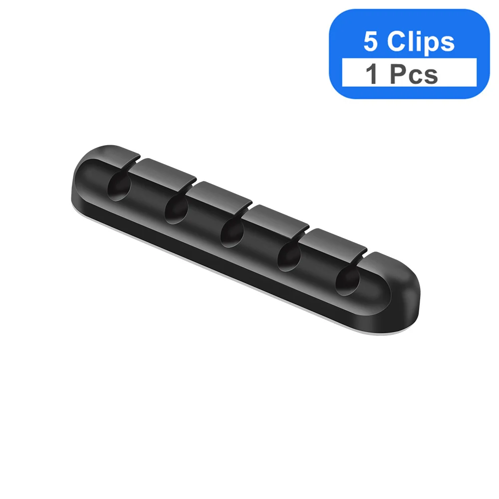 Олаф USB кабель держатель силиконовый Кабельный организатор гибкий устройство для сматывания шнура питания и Управление 3/5/7 зажимы держателя для Мышь наушники - Цвет: 1Pcs 5Clips
