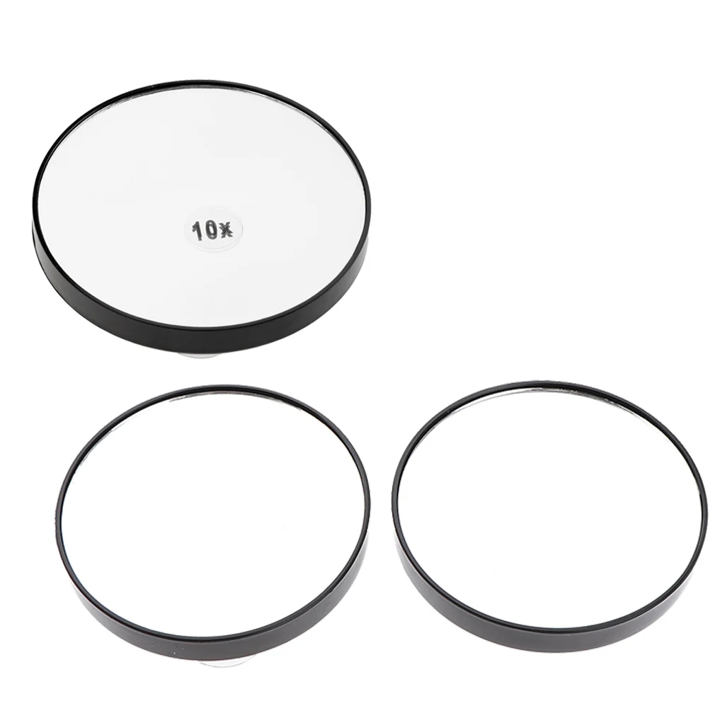 Black 5X/10X Magnifying Suction Cup Travel Mirror For Precise Makeup Application & Tweezing 3 Packs