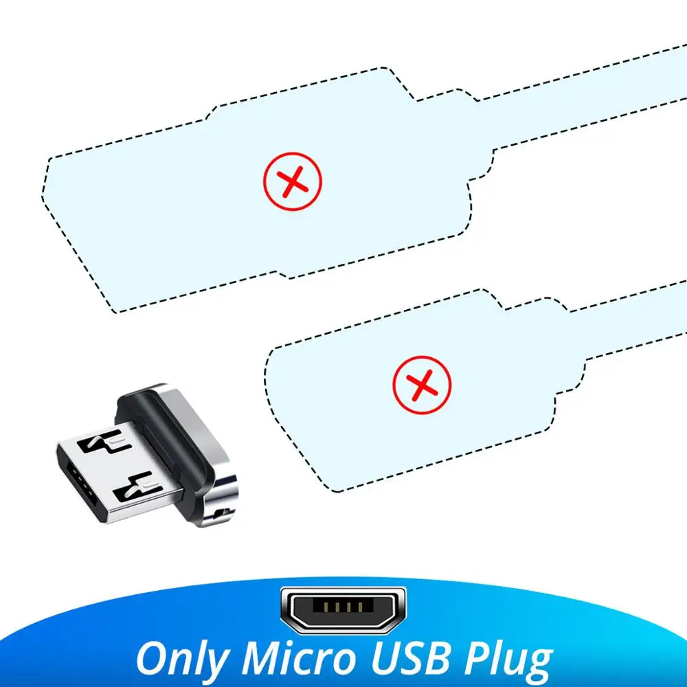 FONKEN Магнитный кабель Micro USB, магнитный кабель Mini USB для телефона, 1 м, а, шнур для быстрой зарядки, светодиодный кабель для синхронизации данных и мобильных телефонов - Цвет: Micro Plug No Cable