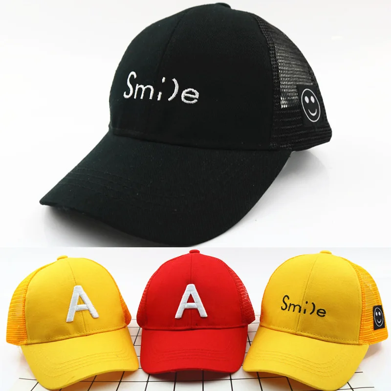 Регулируемая улыбка сетки детская шляпа Детская летняя кепка младенцев Snapback шляпы хип хоп оберточная Стеклопластиковая для мальчиков и девочек