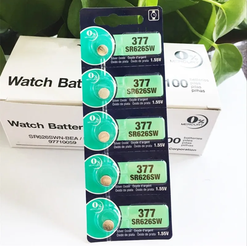 100pcs LONG LASTING 377 SR626SW SR626 AG4 Watch Battery ButtoLatest
