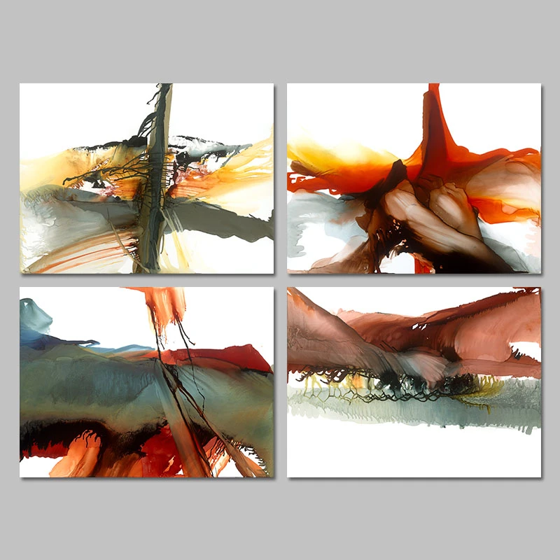 4 Pezzi Moderna Acquerello Montagne Rosso Ballo Colori Decorazione Di Arte Della Parete Quadri Su Tela Dipinti Home Decor Senza Cornice Modern Watercolor Art Pictureswall Art Picture Aliexpress