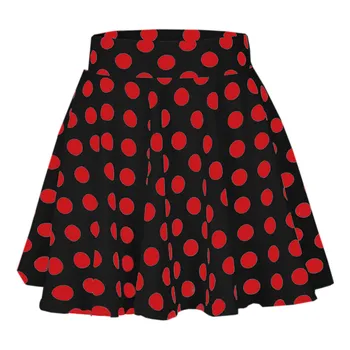 

Women Shorts Skirt With Pants Red Dot Printed Pleated Mini Skirts Streetwear Women Summer Clothes Gonne Donna j#