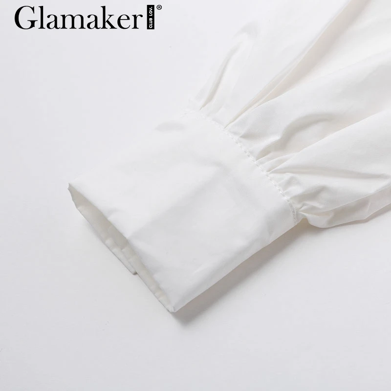 Glamaker, белое мини-платье с рукавом летучая мышь, Женская Офисная плиссированная блузка, платье-рубашка, Осеннее приталенное Элегантное короткое платье с высокой талией