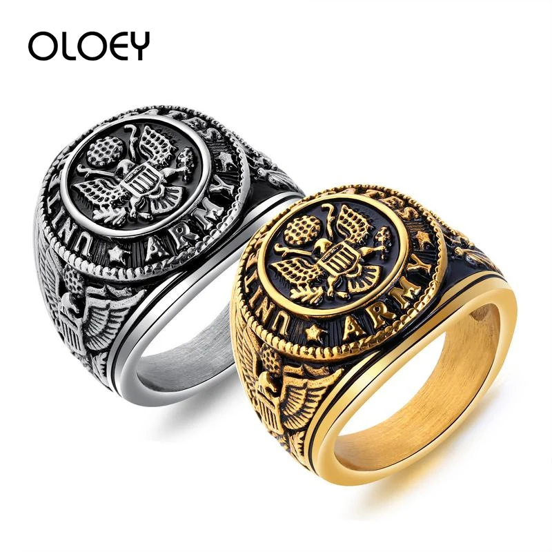 

OLOEY Vintage Fashion Rings Men Punk Titanium Steel Eagle Finger Jewelry Accessories Retro Personality Club Casual Men's Ring