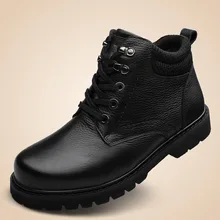 QIYHONG Brand Fashion Men Boots Plus Velvet Genuine Leather Quality Brand Snow Winter Boots Autumn Ankle Men Boots Big Size38-48 zxryxgs brand shoes woman single ankle boots 2018 new fashion warm comfort plus velvet and wool snow boots genuine leather boots