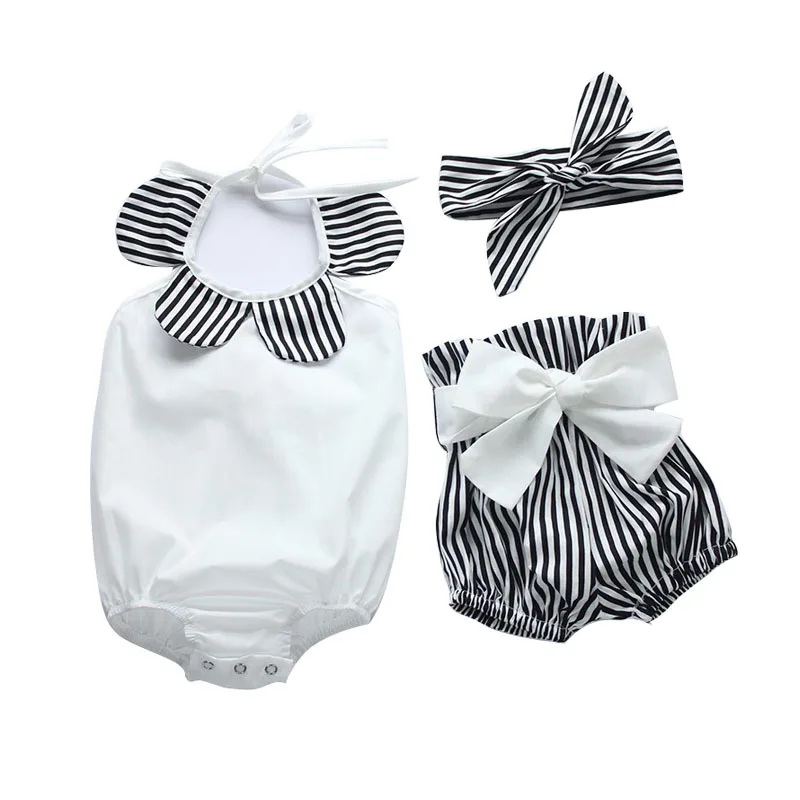 

Female Baby Conjoined Dress For 6 Months, Baby Girl Cotton Summer Suit Sleeveless Fashion Sets Newborn Baby Bodysuit+shorts+head