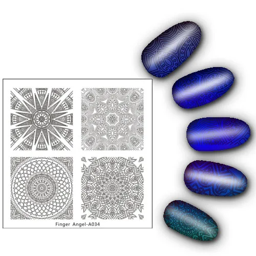 15 шт./компл. квадратный ноготь штамповочный лоток для дизайна ногтей штамповка пластины изображения Finger AngelA дизайн трафарет для печатей для ногтей 15 узоров