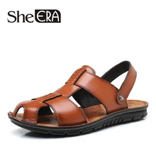 Для мужчин сандалии из натуральной кожи мужчин's повседневное бархатные кроссовки обувь для пляжного отдыха Пряжка родной Мужской Резиновая подошва сандалии для