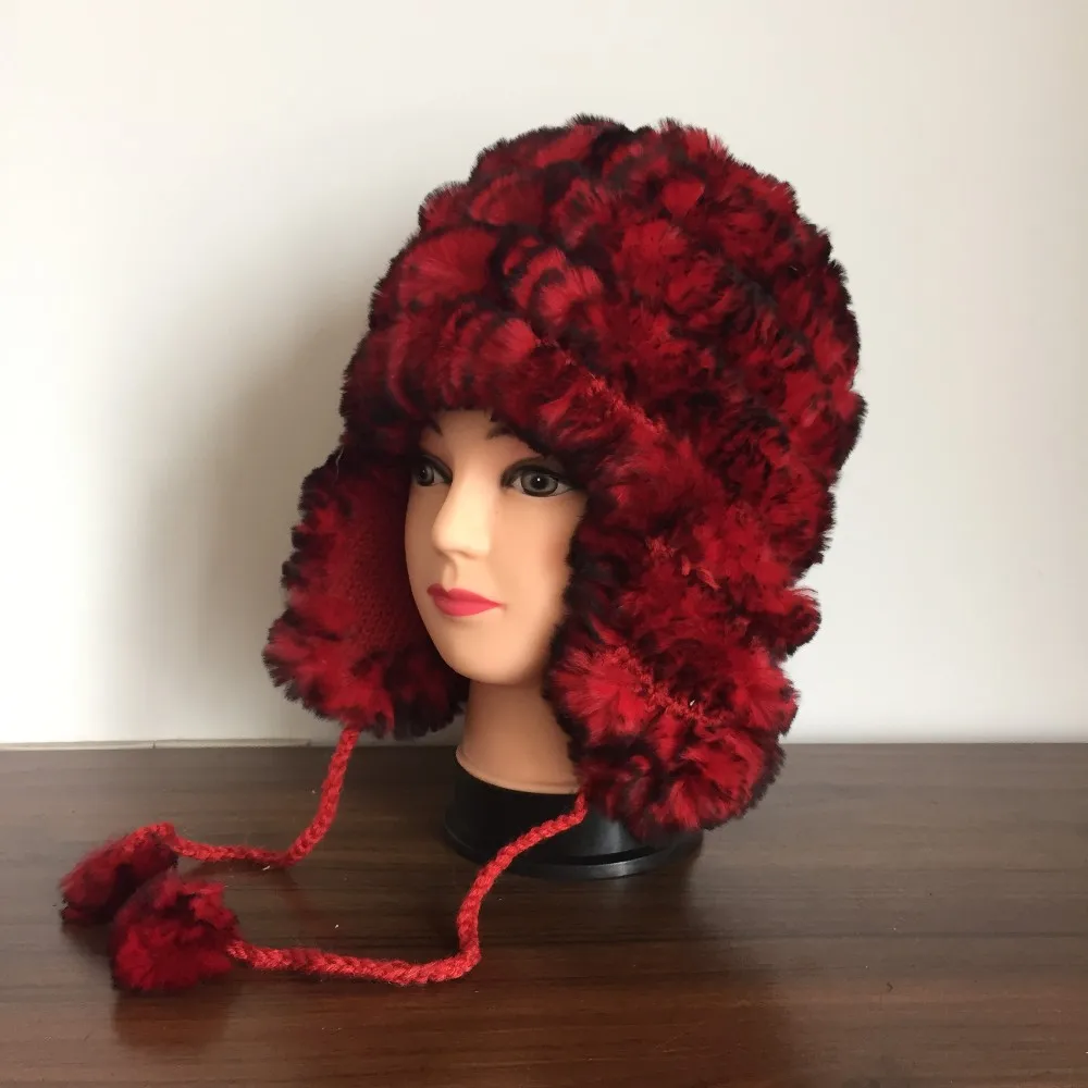 Новинка, женская зимняя теплая шапка из натурального кроличьего меха, головной убор, зимняя теплая шапка,, KAH356