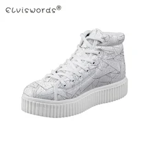 ELVISWORDS/Женская обувь на плоской подошве; женская обувь на плоской платформе с геометрическим принтом; модная обувь на платформе для подростков; Plataformas Mujer