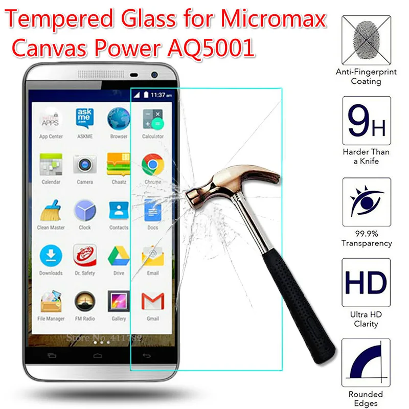 

2PCS For Micromax AQ5001 Canvas Juice 2 Tempered Glass Screen Protector 2.5 9h Safety Protective Film on AQ5001 Canvas Power