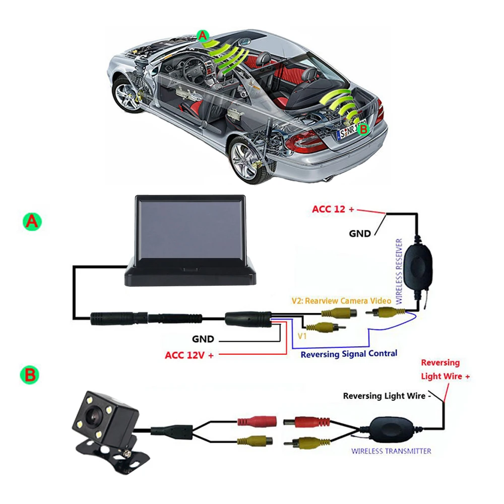 Podofo-Wireless-5-Foldable-Color-LCD-TFT-Rear-View-Monitor-Screen-Night-Vision-Rearview-Backup-Camera