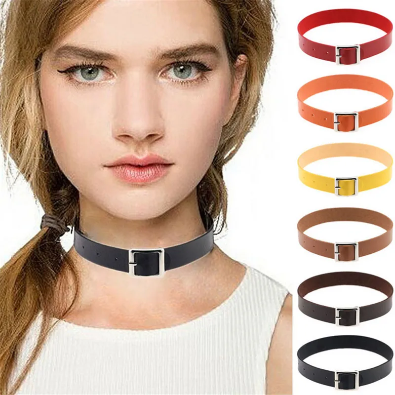 

Leather Punk Anime Collar Torques Gothic Choker Necklace Square Pendant Neck Jewelry For Women XL-938