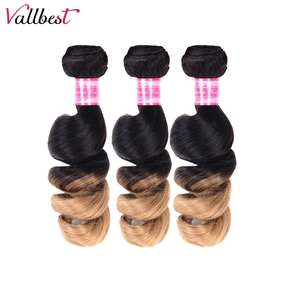 Vallbest Ombre 1B/27 Loose Wave Bundles With Closure Remy Brazilian Hair Weave Bundles Human Hair 3 Bundles With Lace Closure Vallbest Ombre 1B/27 Loose Wave Bundles With Closure Remy Brazilian Hair Weave Bundles Human Hair 3 Bundles With Lace Closure