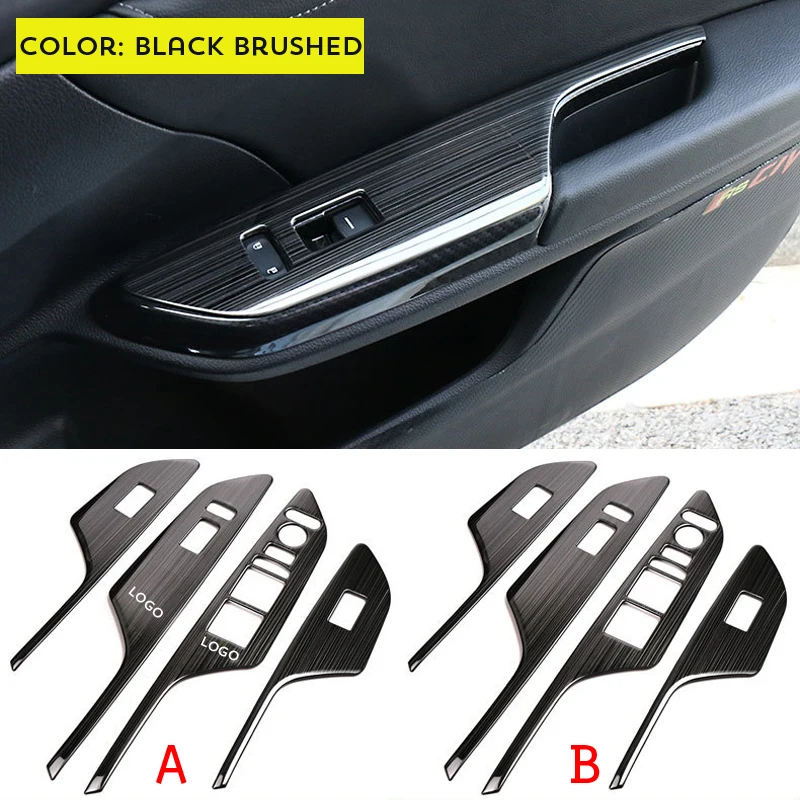

4 Pcs/lot Stainless Steel Style Car Interior Armrest Window Lift Switch Button Cover Trim Bezel For Honda Civic Rhd
