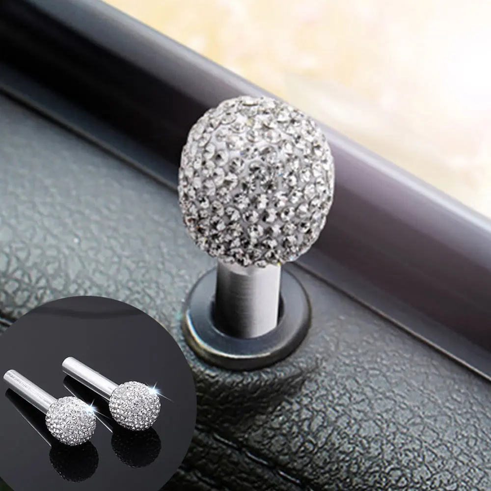 

2Pcs/Set Automobiles Rhinestone Car Door Pin Lock Knobs Lift Covers Universal