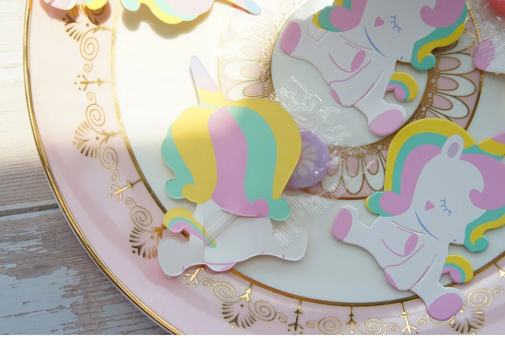 Большой 25 шт колпаки для леденов на палочке спящий Единорог как детский душ свадьба конфеты украшения выбор для детского праздника день рождения