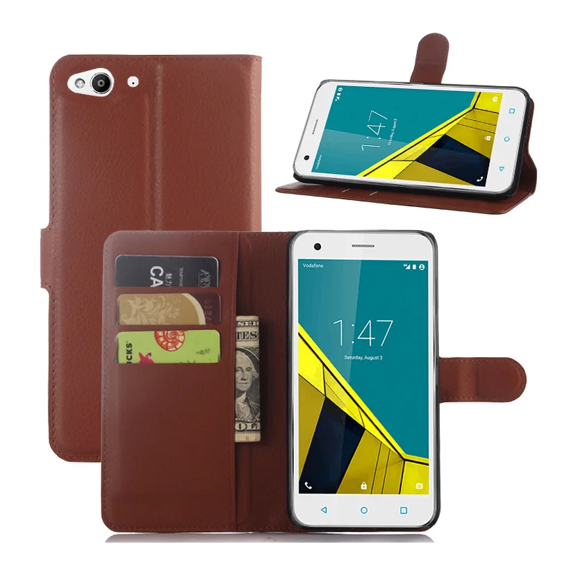 

Luxury Litchi Texture Wallet Leather Case Cover With Solid Stand Function And Visa Card Slot For Vodafone Smart Ultra 6 Simple