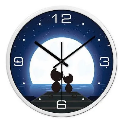 Творческий кошка детская мода мультфильм настенные часы немой часы Спальня Гостиная стены мира