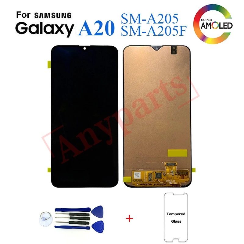 Для Samsung Galaxy A20 lcd дигитайзер A205/DS A205F A205FD A205A дисплей кодирующий преобразователь