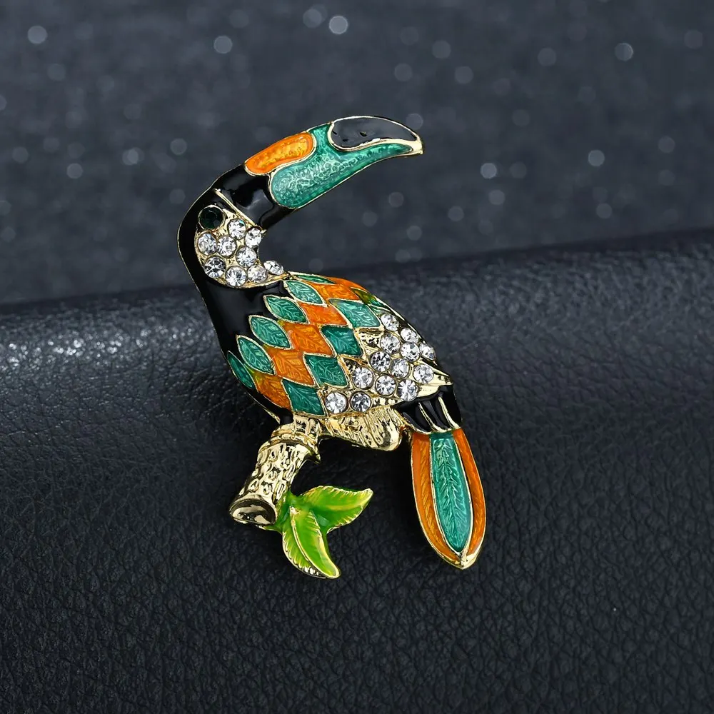 

Terreau Kathy Toucan Bird Brooches Colorful Enamel Rhinestone Crystal For Women Trend Pelican Bird Brooch Pins Jewelry Accessory