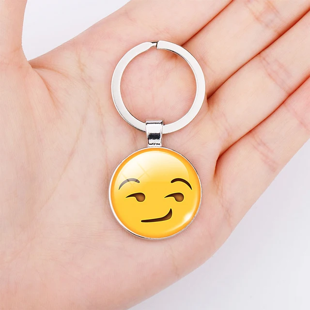 Buy Funny Emoji Pictures Glass Cabochon Keychain Smile Smileys Face Silver