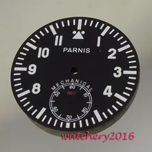 Новинка 38,9 мм Parnis черный циферблат белые цифры fit 6498 move мужские часы t циферблат