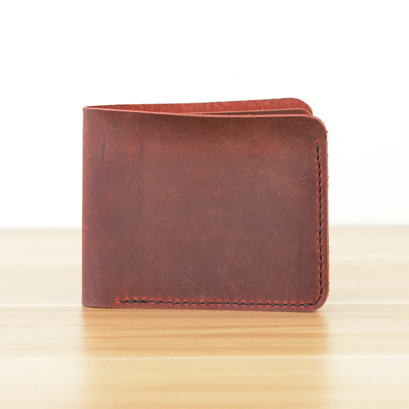 Red Brown Crazy Horse Mens Wallet Leather Genuine Handmade Men Wallet Vintage Leather Wallet Men ...